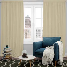 parda online Cream Beige Polyster Solid 5ft Blackout Rod Pocket Window/Door (1 Pc) image 1