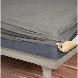 sassoon fab Laika (78X42) Terry Cotton Queen Size Mattress Protector in Grey Colour image 2