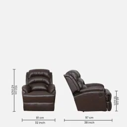 casacraft from pepperfry Valencia Leatherette 1 Seater Motorized Recliner in Dark Chocolate Brown Colour image 2