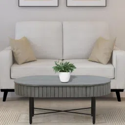 bohemiana from pepperfry Burruss Solid Wood Coffee Table In Grey Colour image 1