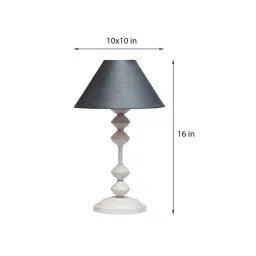 Margot Grey Fabric Shade Night Lamp With Metal Base By Foziq image 3