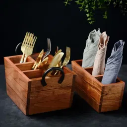brick brown Boat Cutlery Caddy Holder with Handle image 3
