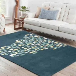 Blue Wool And Viscose Abstract 3ft x 8ft Hand Tufted Carpet by Jaipur Rugs-picture-16