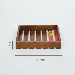 ons interior industry Mango Wood Serving Tray Set-Hand-Painted For Kitchen/Table & Home (Set Of 2 Trays) image 2