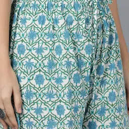 VEDANA Women Blue Embroidered Panelled Thread Work Pure Cotton Kurti with Sharara & With Dupatta image 3