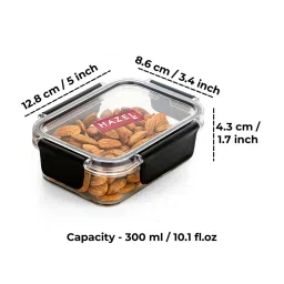 hazel Transparent & Black Plastic 300 ml Airtight Leak Proof Storage Container image 3