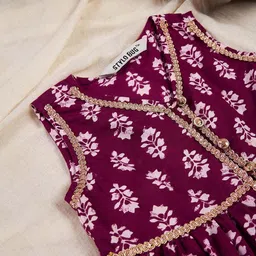 Stylo Bug Girls Ethnic Motifs Printed Empire A-Line Kurti With Sharara image 3