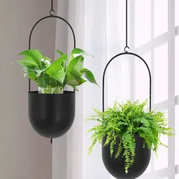 ecofynd Pack Of 2 Black Hanging Planters image 1