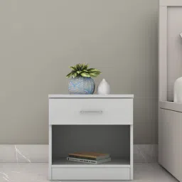 a globia creations Swiss Bedside Table in Frosty White Finish with Drawer-picture-24