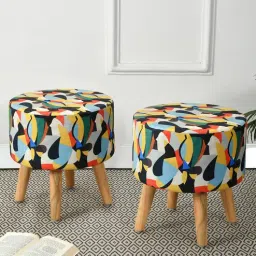 riance creations Modern Abstract Print Seating Stool In Multi Color-picture-35