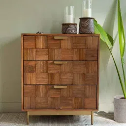 ellementry Bruno Solid Wood Triple Drawer Chest In Brown Colour-picture-27