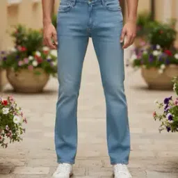 Shein Full Length Fly with Button Closure Mid Wash Jeans-image-0