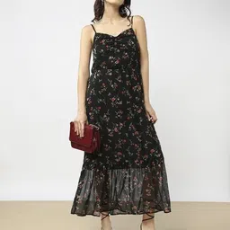 Shein Casual Maxi Length Pleated Hem Floral Stylised Dress image 1
