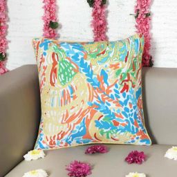 Multicolor Poly Cotton Abstract 16x16 inches Cushion Covers (1pc) by Zeba-picture-3