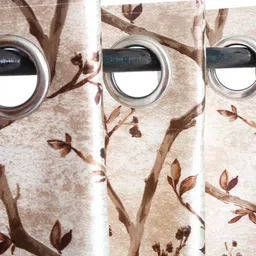 the conversion Brown Floral Polyester 8 Ft Light Filtering Eyelet Door Curtain image 4
