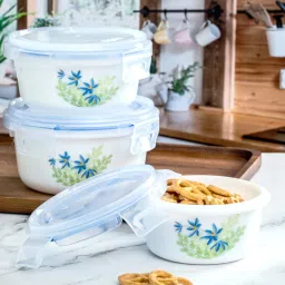 cello Opal Glass 3pcs Storage Container Set of each 1pc Large, Medium & Small image 1