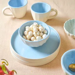 Skyline Blue 300ml (Set of 2) Ceramic Dinner Bowl by Hollyhock image 2
