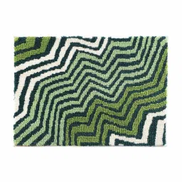 Green Geometric Polyester AntiSkid Bathmat by Obsessions image 4