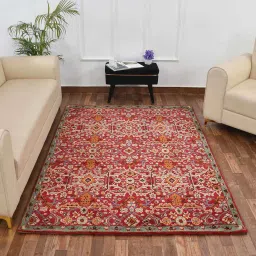 presto Red Vintage Polyester 4 x 6 Feet Machine Made Carpet image 1