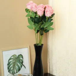 casacraft from pepperfry Pink Fabric Rose Artificial Flower Set of 7-picture-34