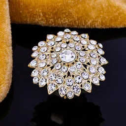 Sukkhi Gold-Plated American Diamond Studded Finger Ring image 1