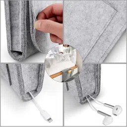 HOUSE OF QUIRK Grey Canvas Bedside Caddy image 3