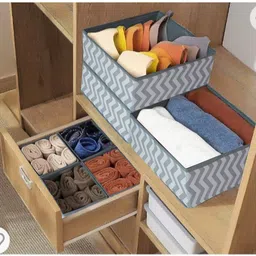 HOUSE OF QUIRK Grey 8 Pieces Printed Drawer Organisers image 3