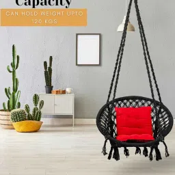 swingzy Round Fabric Swing in Black Colour image 4