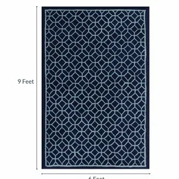 presto Blue Wool Geometric 6 x 9 Feet Hand Tufted Carpet image 2