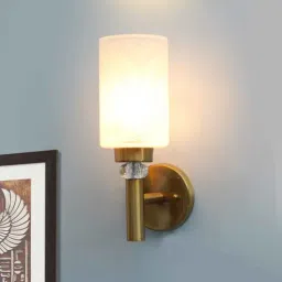 shree kala home decor Elegant Golden Wall Light with Etched Design Glass-picture-26