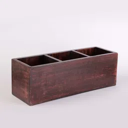 the decor mart Partitioned Brown MDF Cutlery Holder image 4