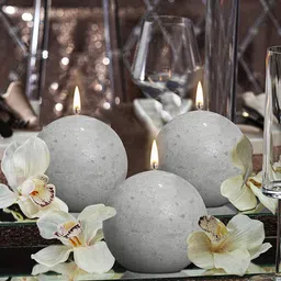 aromatic fables Lemon Grass Set Of 3 Light Grey Wax Decorative Candles image 1