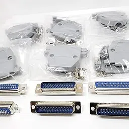 PriEnt - Cup DB25 Male + Plastic Hoods, 25 Pins D-Sub Connector & Hood Set (DB25 Males + Hoods) (PACK OF 2) image 1