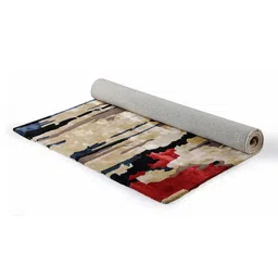 Buy Beige Art Silk Abstract 4 x 6 Feet Hand Tufted Carpet by Joyrugs by littlelooms image 4