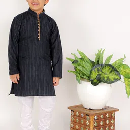 Pro-Ethic STYLE DEVELOPER Boys Blue Geometric Printed Pure Cotton Kurta with Pyjamas-picture-16