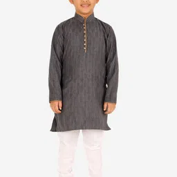 Pro-Ethic STYLE DEVELOPER Boys Grey Geometric Printed Pure Cotton Kurta with Pyjamas-picture-39