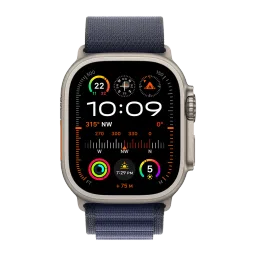 Apple Alpine Titanium, Polyester & Spandex Loop for Apple (44mm / 45mm / 46mm / 49mm, S) (Natural Titanium Finish, Navy) image 3