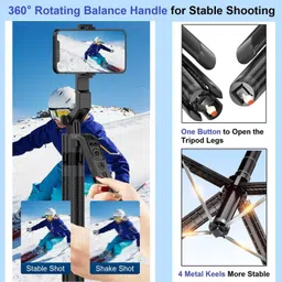 RETRACK C12 1.8Meter Long AI Auto Follow-Up Face Tracking Smart Tripod 360° Rotation Gimbal All-in-One Bluetooth Selfie Stick image 4