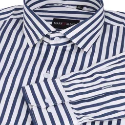 mark & albert Men's Striped Full Sleeves Cotton Formal Shirt White | Stylish Shirt for Men image 4