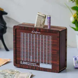 ecraftindia Wooden Piggy Bank for Kids Girls Boys|Money Box|5,000 Rs Goal Tracker-picture-10