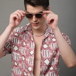 voroxy Men Regular Fit Self Design Lapel Collar Casual Shirt-picture-22