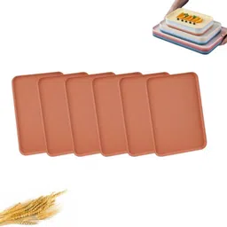 sugaalsu 38cm Wheat Straw Food Trays Rectangular Serving Platter for School Coffee Hote Tray image 1