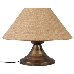 foziq Copper Metal & Natural Fiber Brown Colour Table Lamp image 4