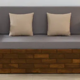 woodsworth from pepperfry Indus Sheesham Wood Pull Out 2 Seater Sofa Cum Bed In Rustic Teak Finish with Storage image 1