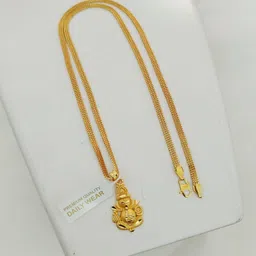 juxta One Gram Gold Plated Ganeshji, ganesha Pendent With 24 Inch Long Locket Gold-plated Brass Locket Set image 3