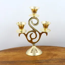 smiles gift 3-Candle Holder with Artistic Swirl Design for Dining, Décor & Festive Use Brass 1 - Cup Candle Holder-picture-27