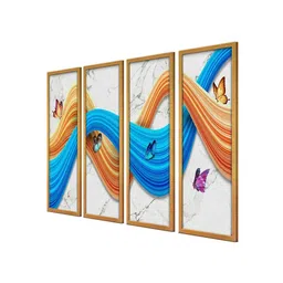 999store Tree Leaves Multicolour Canvas Framed Landscape Art Panel Set of 4 image 4