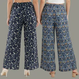 kwsh Pack of 2 Women Regular Fit Multicolor Crepe Trousers image 2