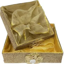 hetadhya MULTI USE JUTE SQ. Hamper Basket with Net , SIZE :- 10" & 12" ( PACK OF 2) Jute Fruit & Vegetable Basket image 2