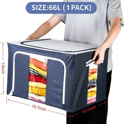 E Solutions Steel frame Double Opening WARDROBE ORGANISER/LIVING BOX-716(66LITERS)multicolor Poly-canvas Laundry Bag-picture-10